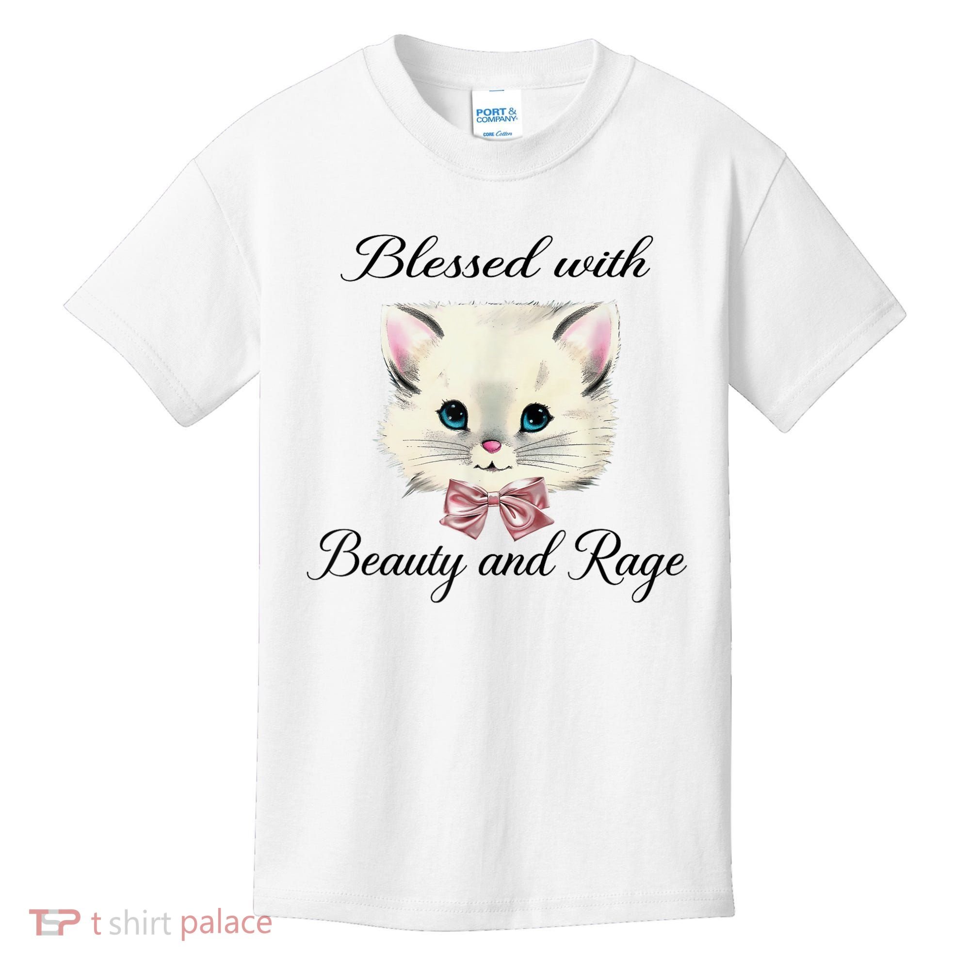 Blessed With Beauty And Rage Cute Lovely Cat Kids T-Shirt