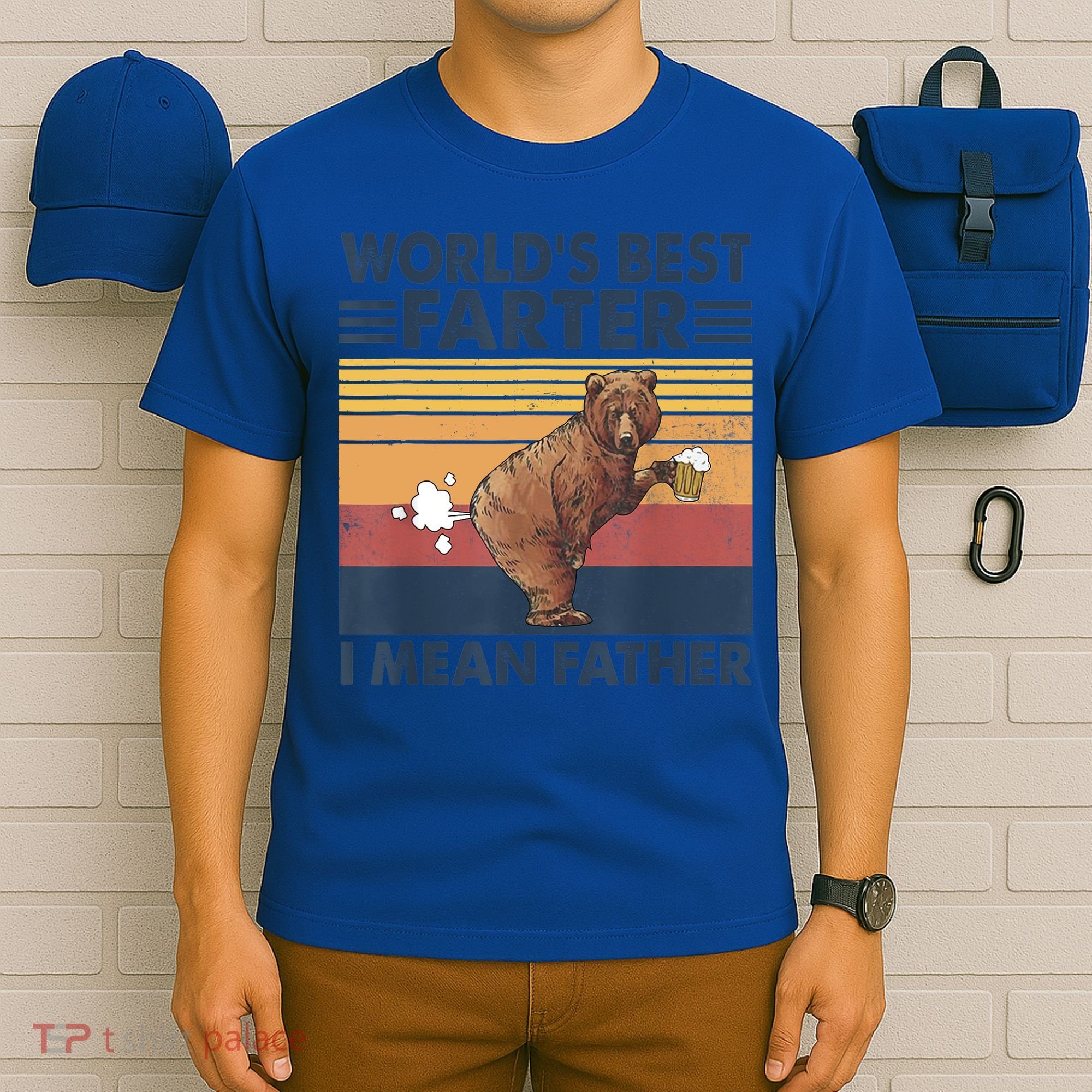 Bear World's Best Farter Gift I Mean Father Vintage Retro Gift T-Shirt