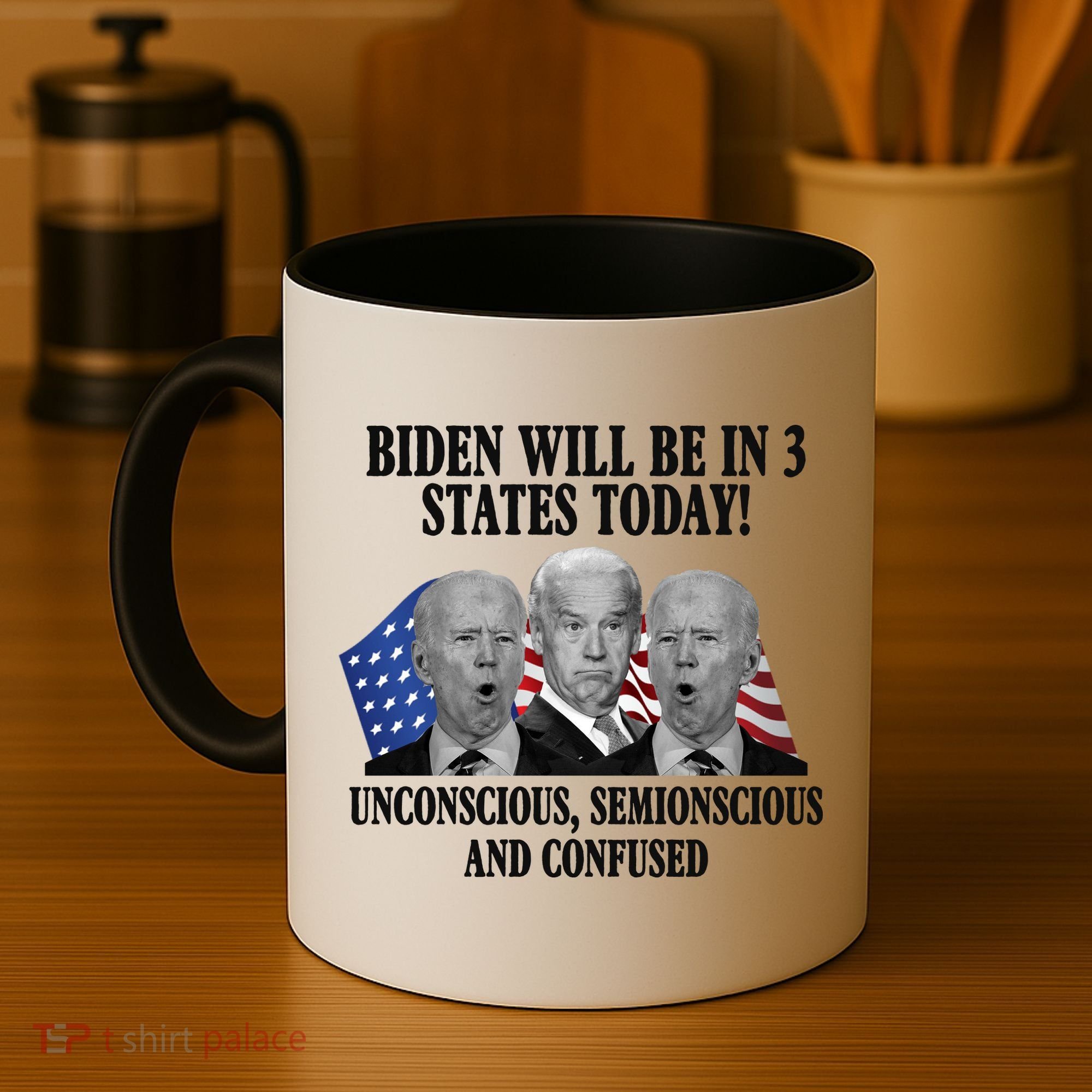 Biden Will Be In 3 States Today Funny Confused Joe Biden Coffee Mug