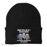 Biden Will Be In 3 States Today Funny Confused Joe Biden Beanie thumb 0