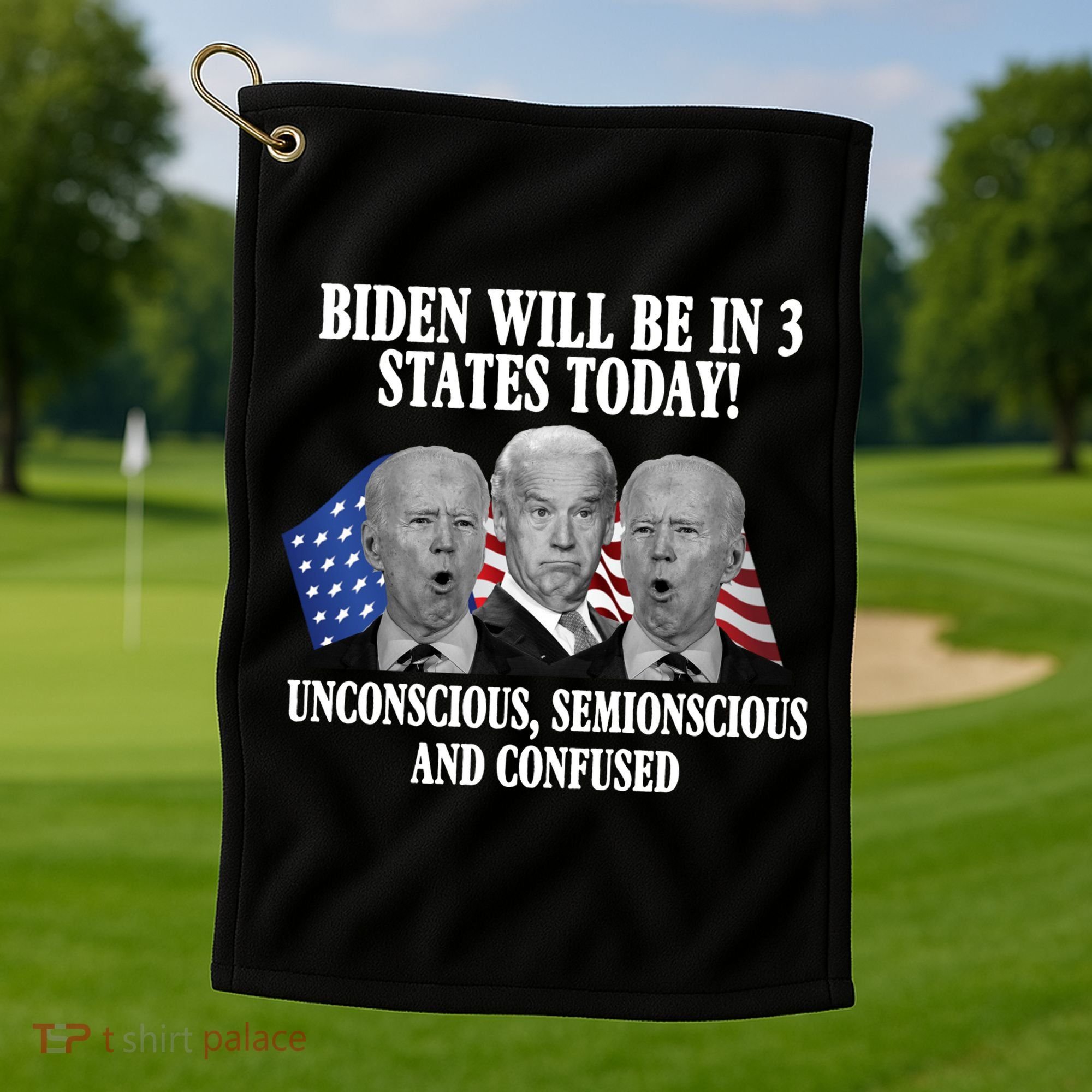 Biden Will Be In 3 States Today Funny Confused Joe Biden Golf Towel