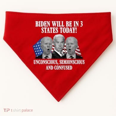 Biden Will Be In 3 States Today Funny Confused Joe Biden USA-Made Doggie Bandana