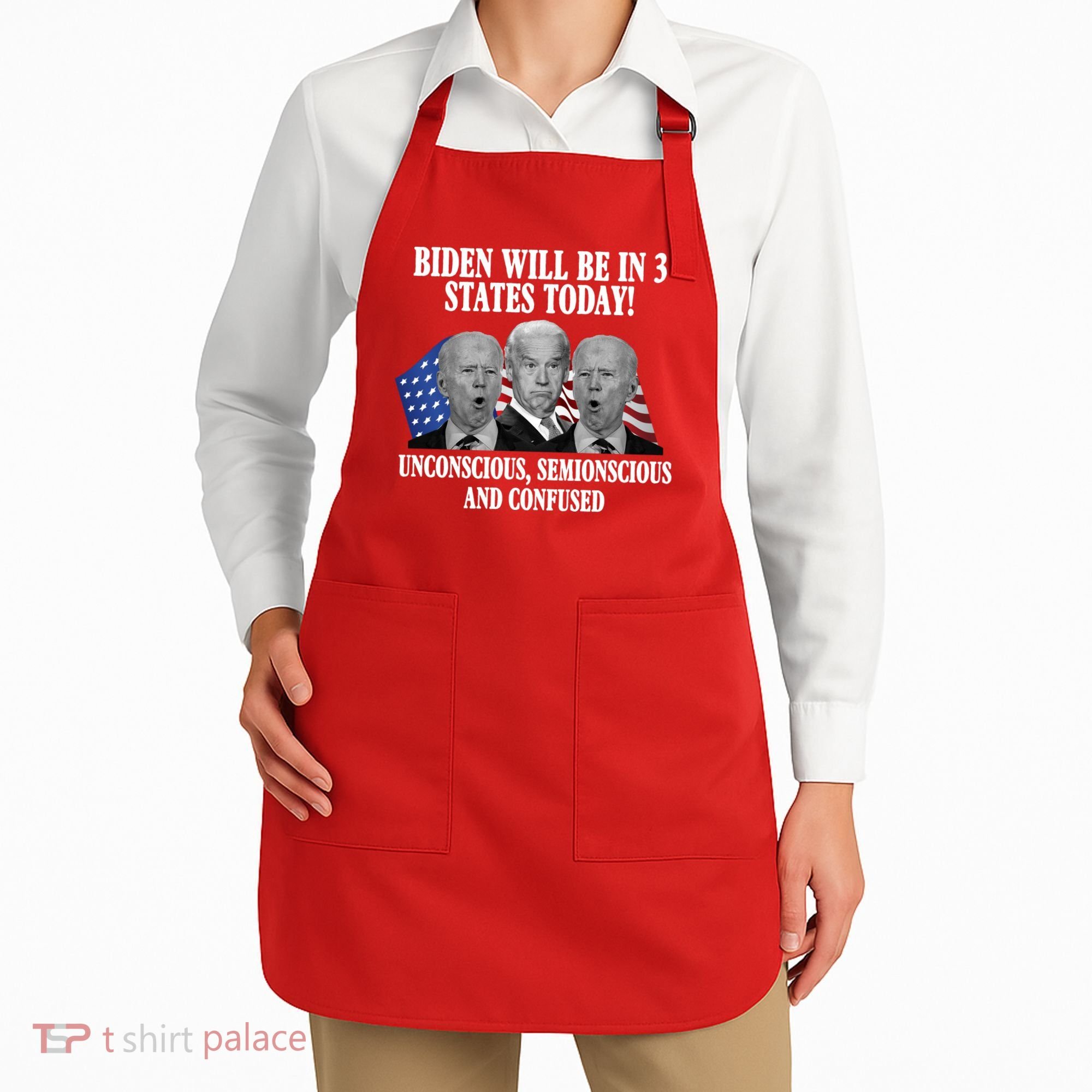 Biden Will Be In 3 States Today Funny Confused Joe Biden Apron