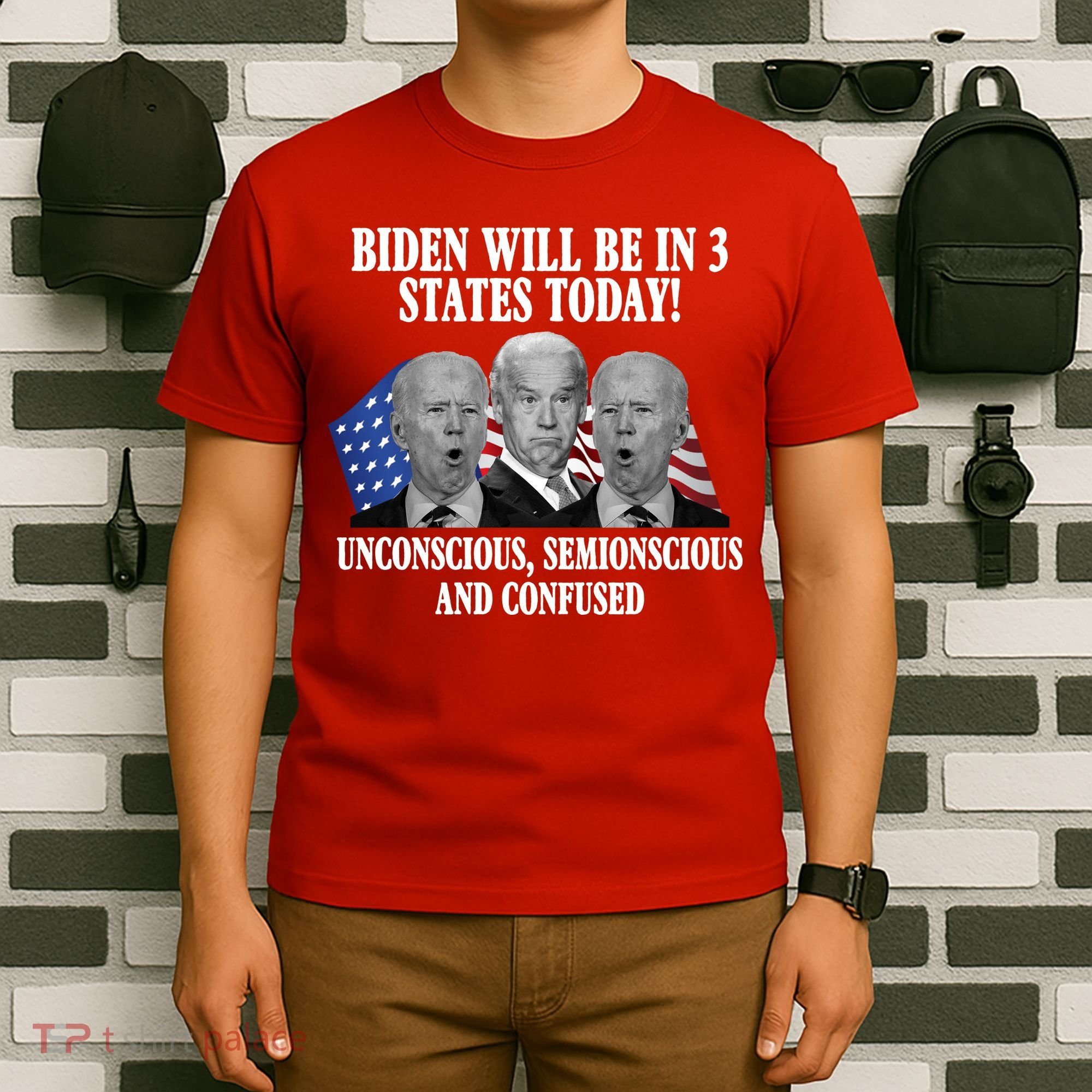 Biden Will Be In 3 States Today Funny Confused Joe Biden T-Shirt