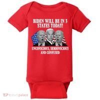 Biden Will Be In 3 States Today Funny Confused Joe Biden Baby Bodysuit thumb 0