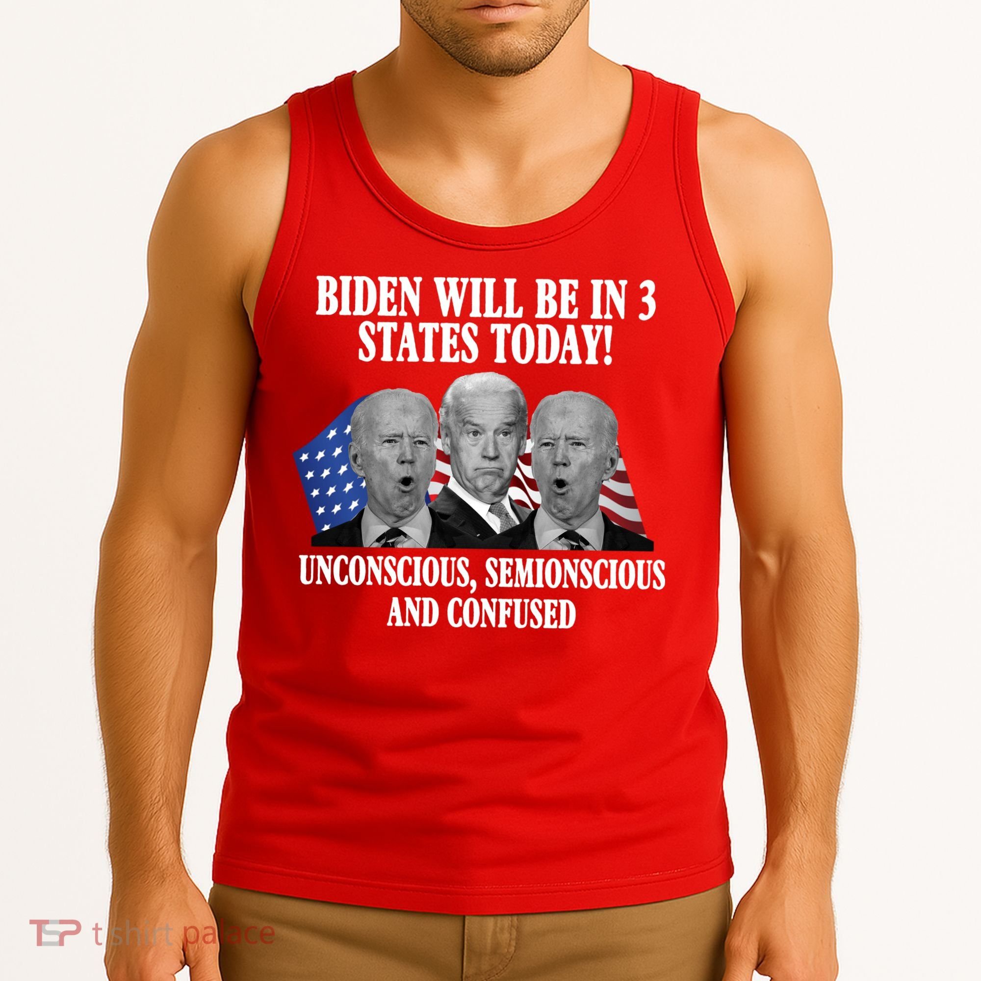Biden Will Be In 3 States Today Funny Confused Joe Biden Tank Top