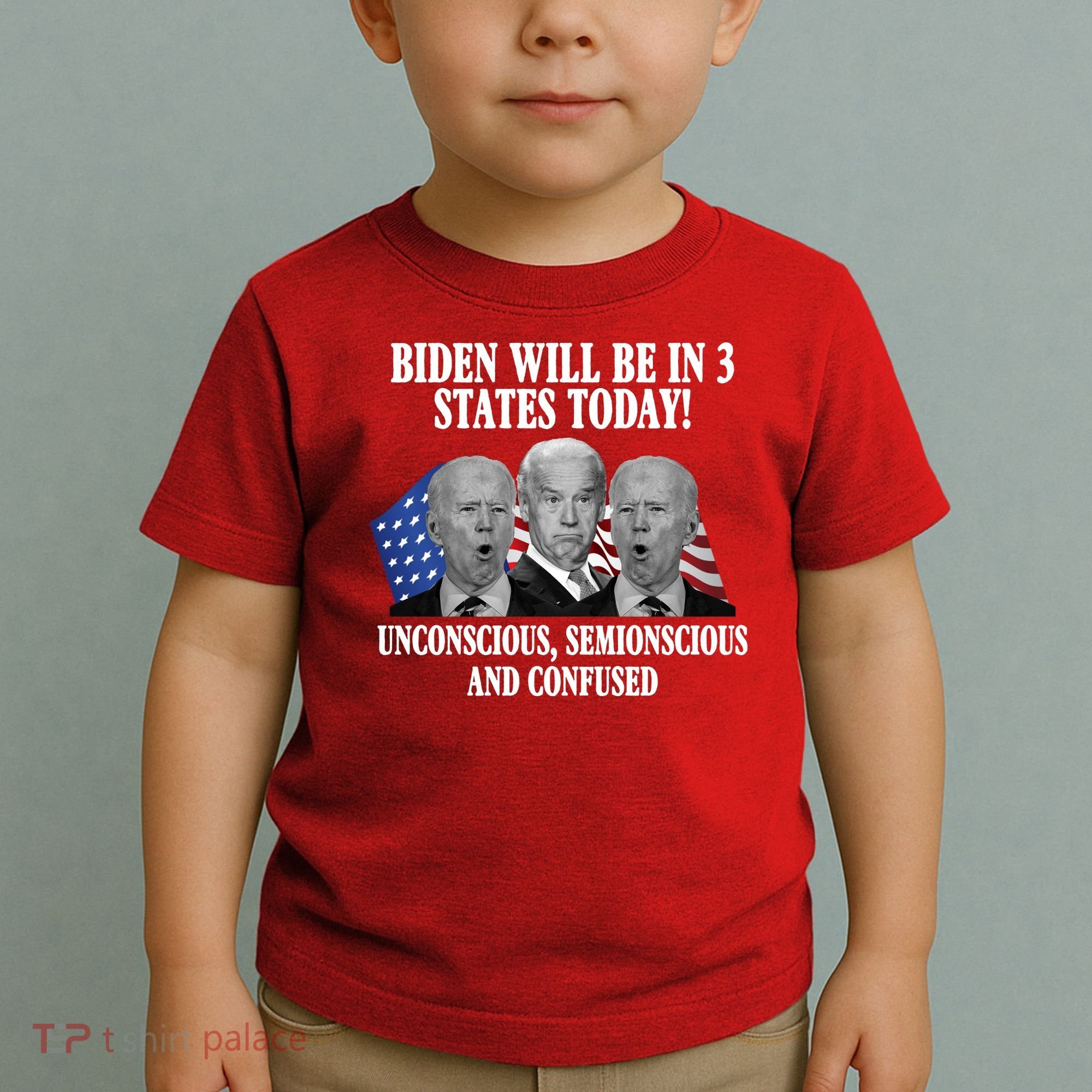 Biden Will Be In 3 States Today Funny Confused Joe Biden Toddler T-Shirt