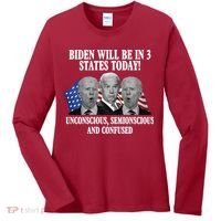 Biden Will Be In 3 States Today Funny Confused Joe Biden Women's Long Sleeve Shirt thumb 0
