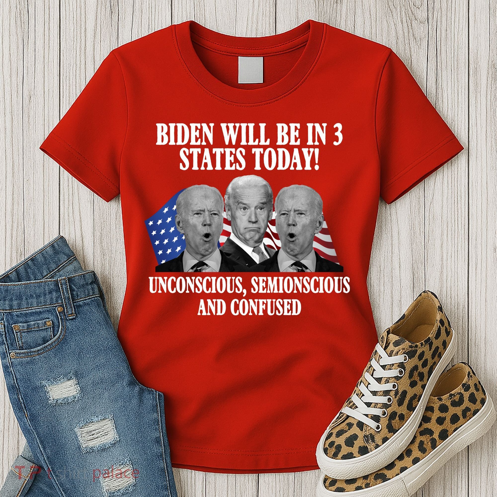 Biden Will Be In 3 States Today Funny Confused Joe Biden Women's T-Shirt