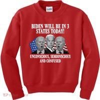 Biden Will Be In 3 States Today Funny Confused Joe Biden Kids Sweatshirt thumb 0