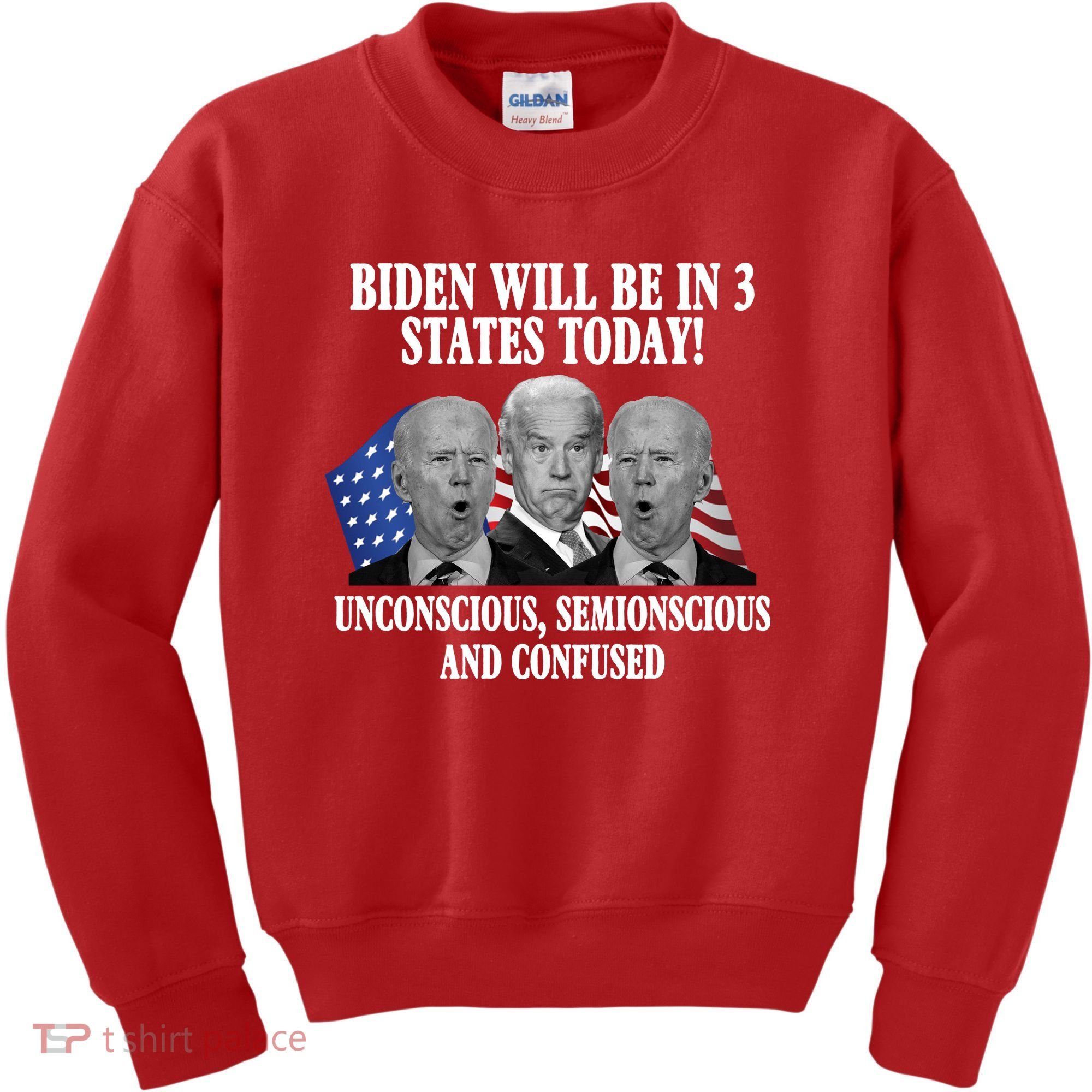 Biden Will Be In 3 States Today Funny Confused Joe Biden Kids Sweatshirt