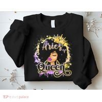 Black Wo Birthday Melanin Aries Queen Sweatshirt thumb 2