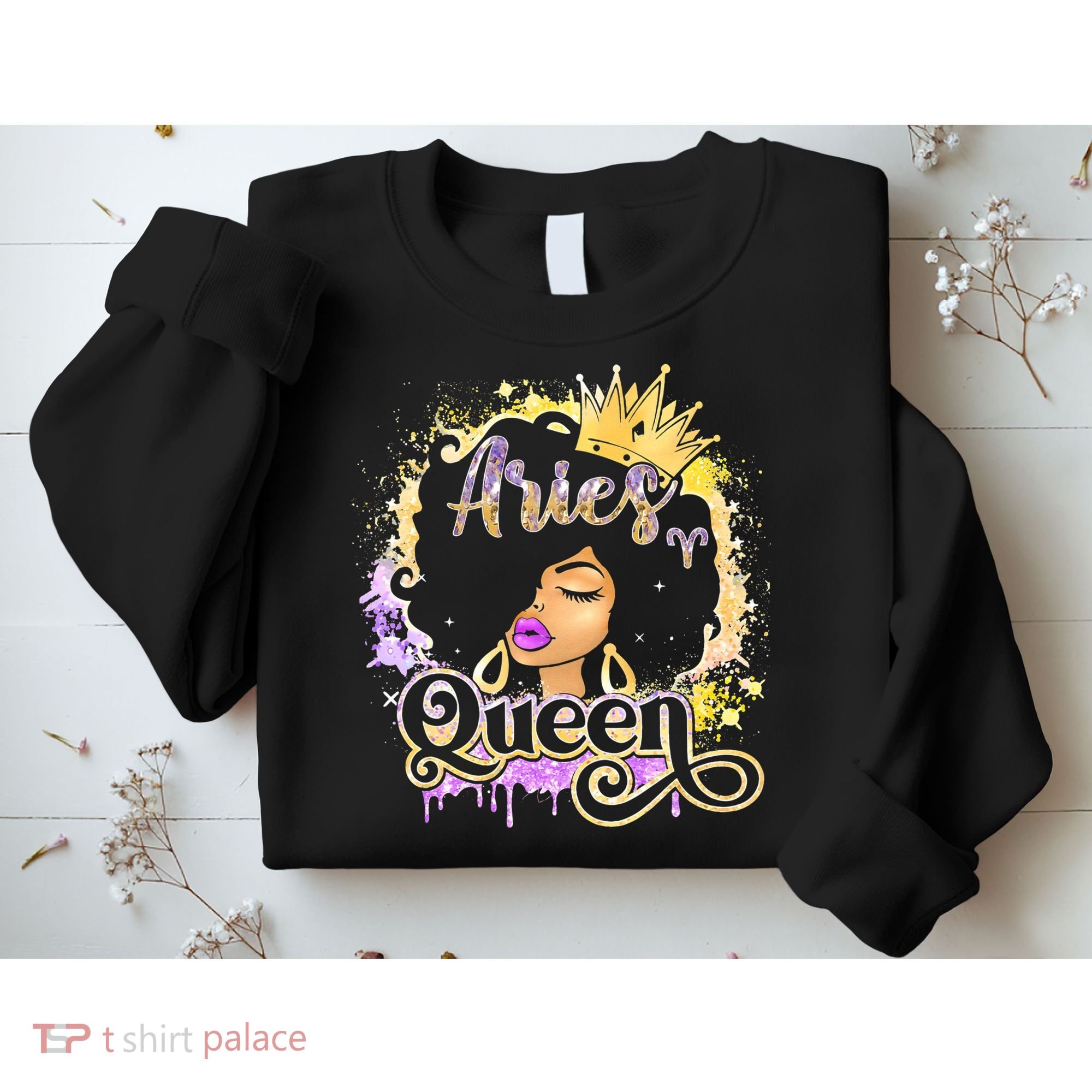 Black Wo Birthday Melanin Aries Queen Sweatshirt