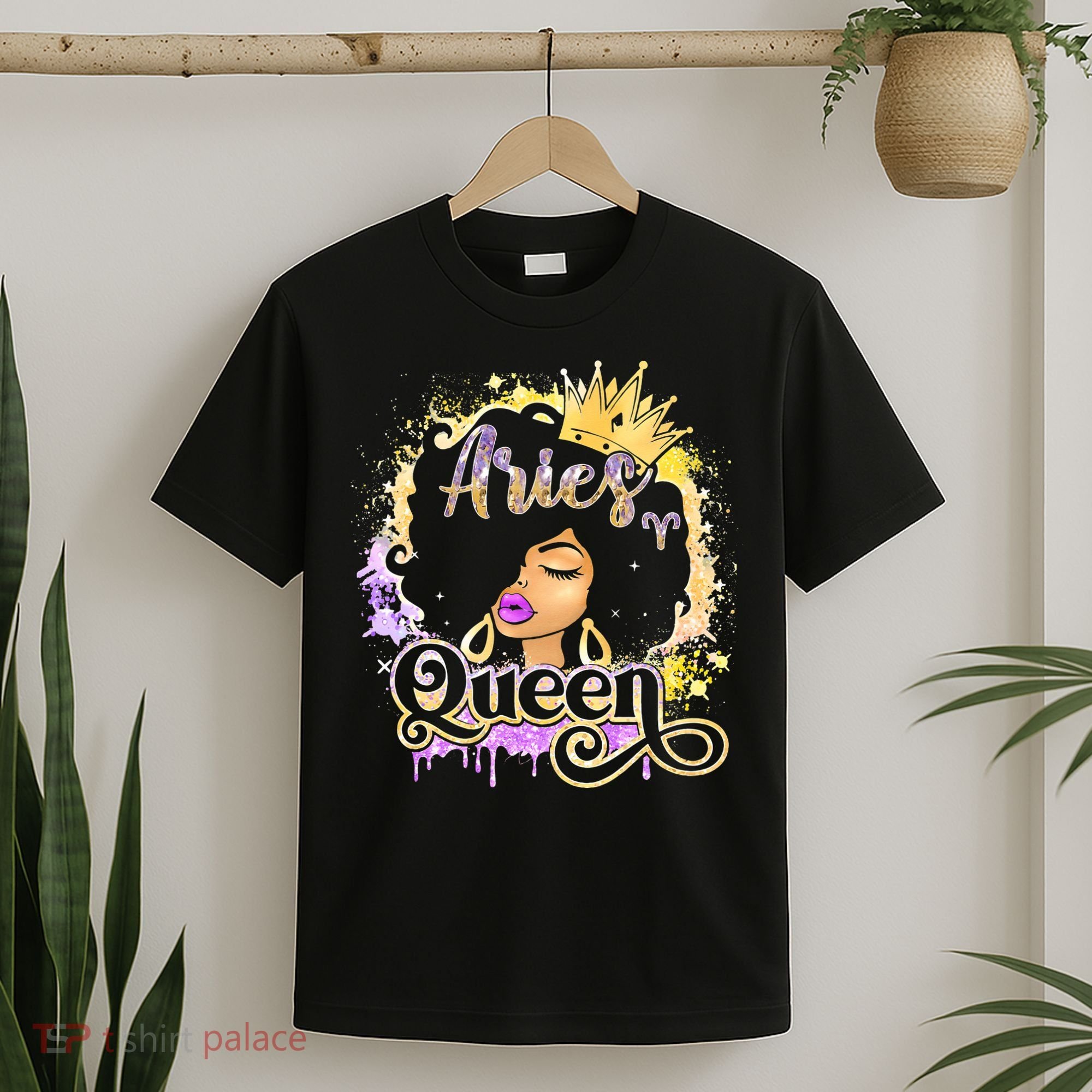 Black Wo Birthday Melanin Aries Queen T-Shirt