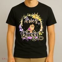 Black Wo Birthday Melanin Aries Queen T-Shirt thumb 3