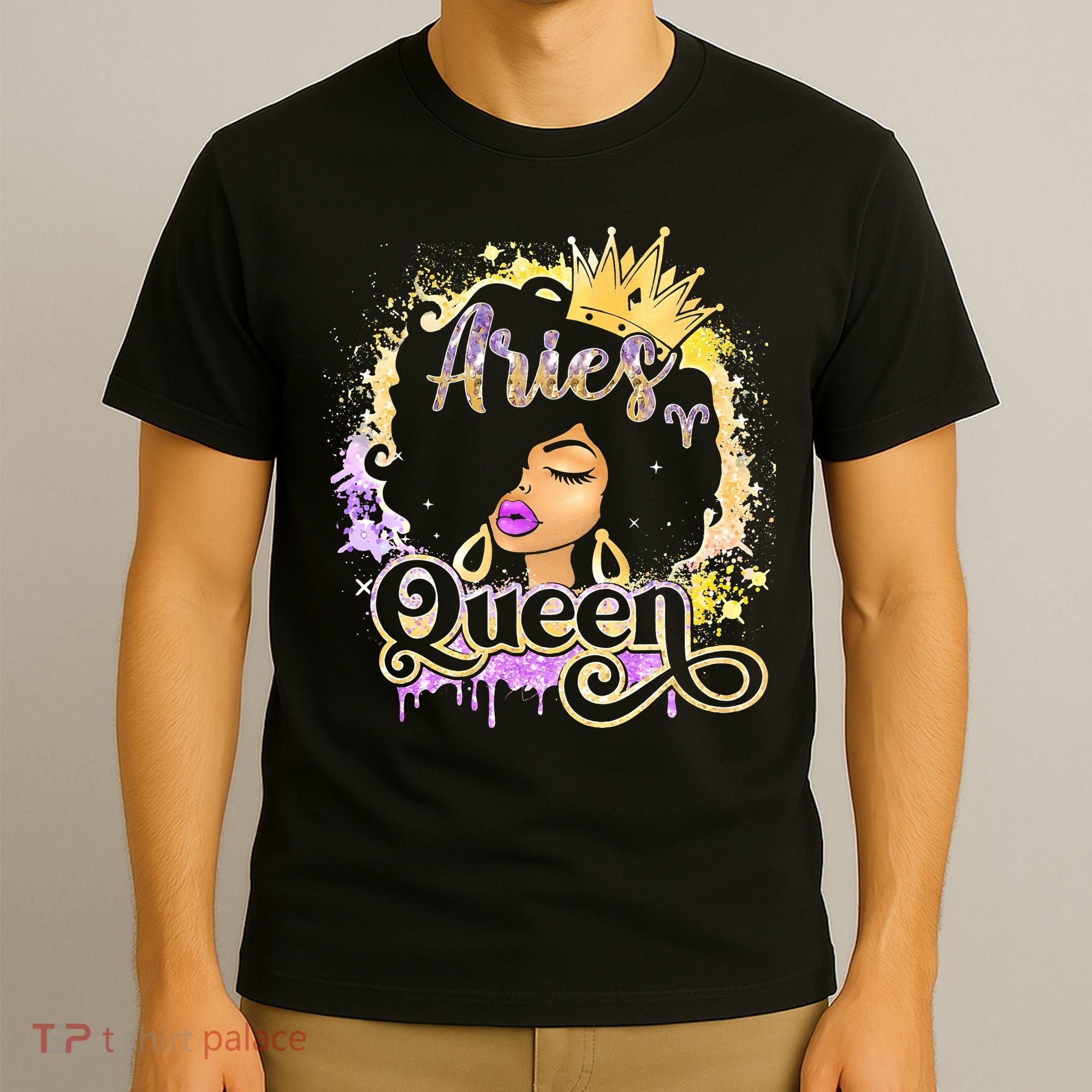 Black Wo Birthday Melanin Aries Queen T-Shirt
