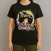 Black Wo Birthday Melanin Aries Queen T-Shirt thumb 4