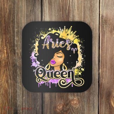 Black Wo Birthday Melanin Aries Queen Coaster