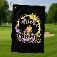 Black Wo Birthday Melanin Aries Queen Golf Towel thumb 1