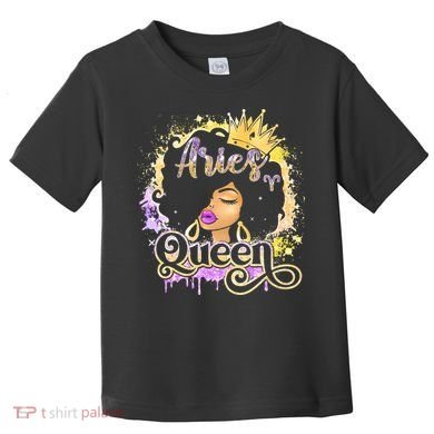 Black Wo Birthday Melanin Aries Queen Toddler T-Shirt