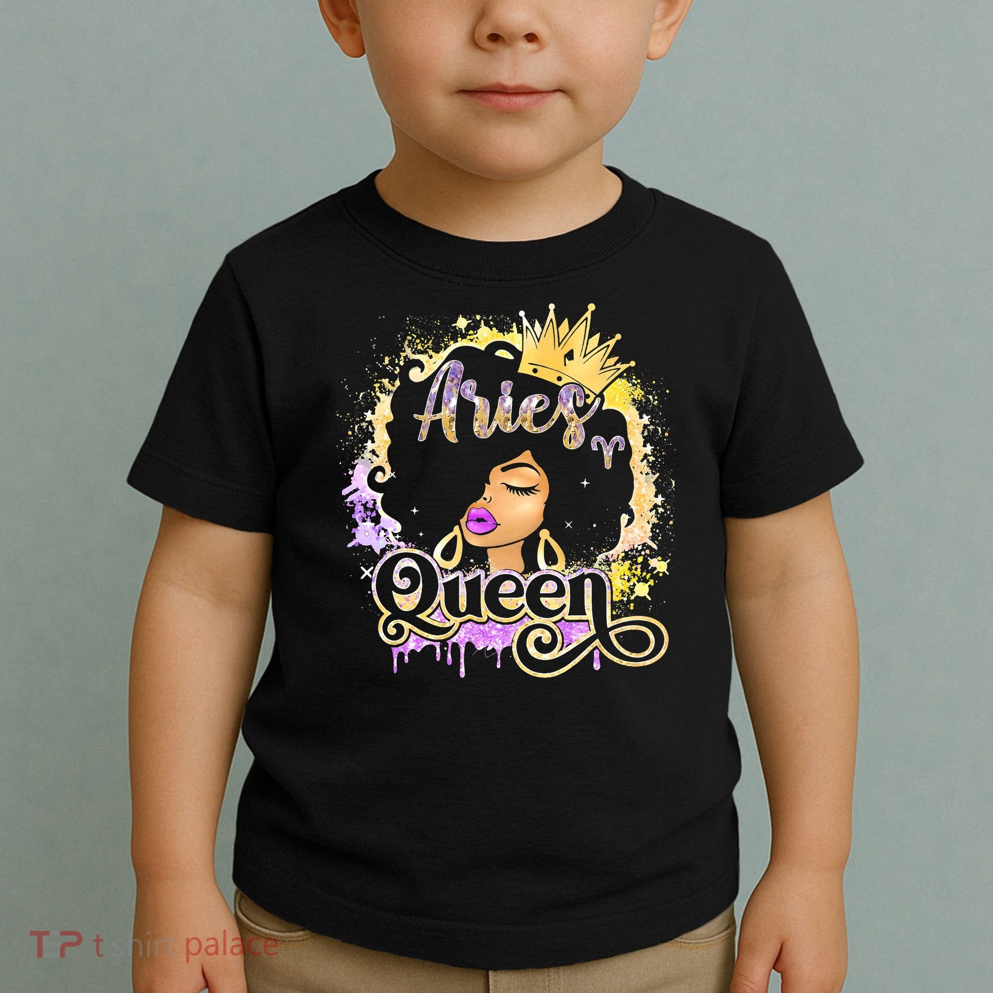 Black Wo Birthday Melanin Aries Queen Toddler T-Shirt