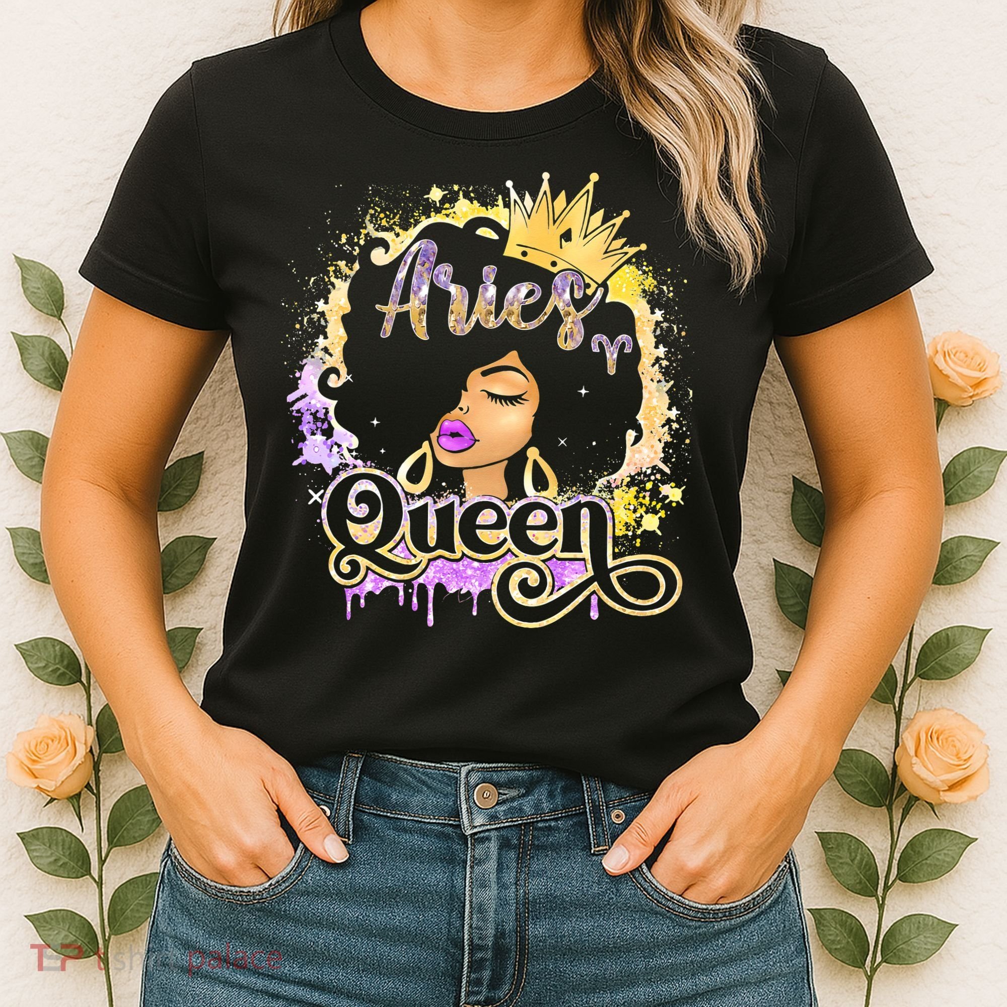 Black Wo Birthday Melanin Aries Queen Women's T-Shirt