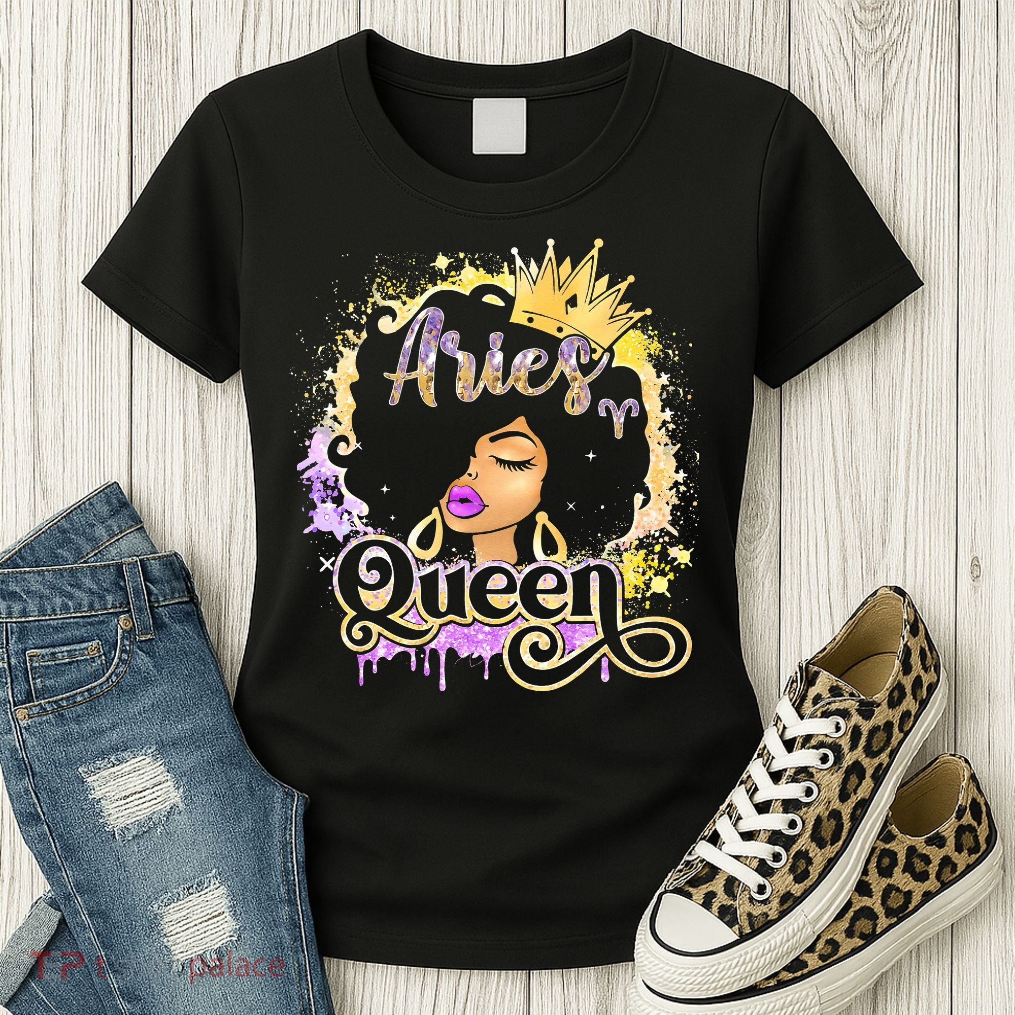 Black Wo Birthday Melanin Aries Queen Women's T-Shirt