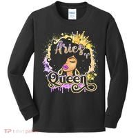 Black Wo Birthday Melanin Aries Queen Kids Long Sleeve Shirt thumb 0