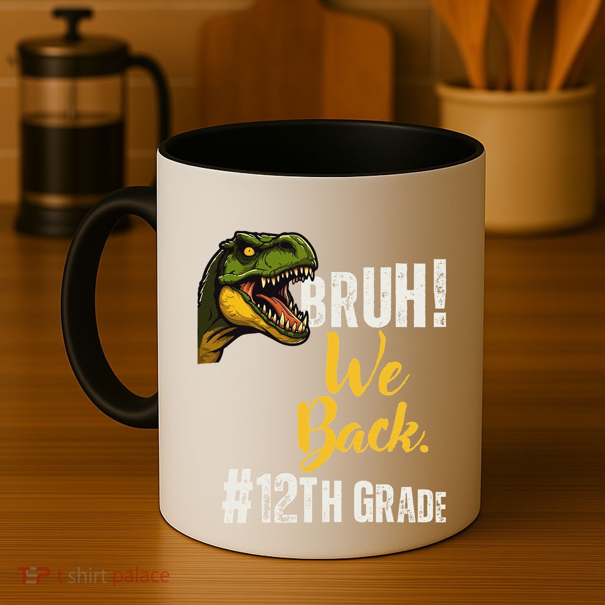 Bruh We Back 12th Grade Dinosaur Lovers Coffee Mug
