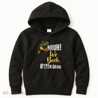 Bruh We Back 12th Grade Dinosaur Lovers Kids Hoodie thumb 0