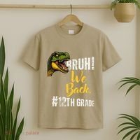 Bruh We Back 12th Grade Dinosaur Lovers T-Shirt thumb 2