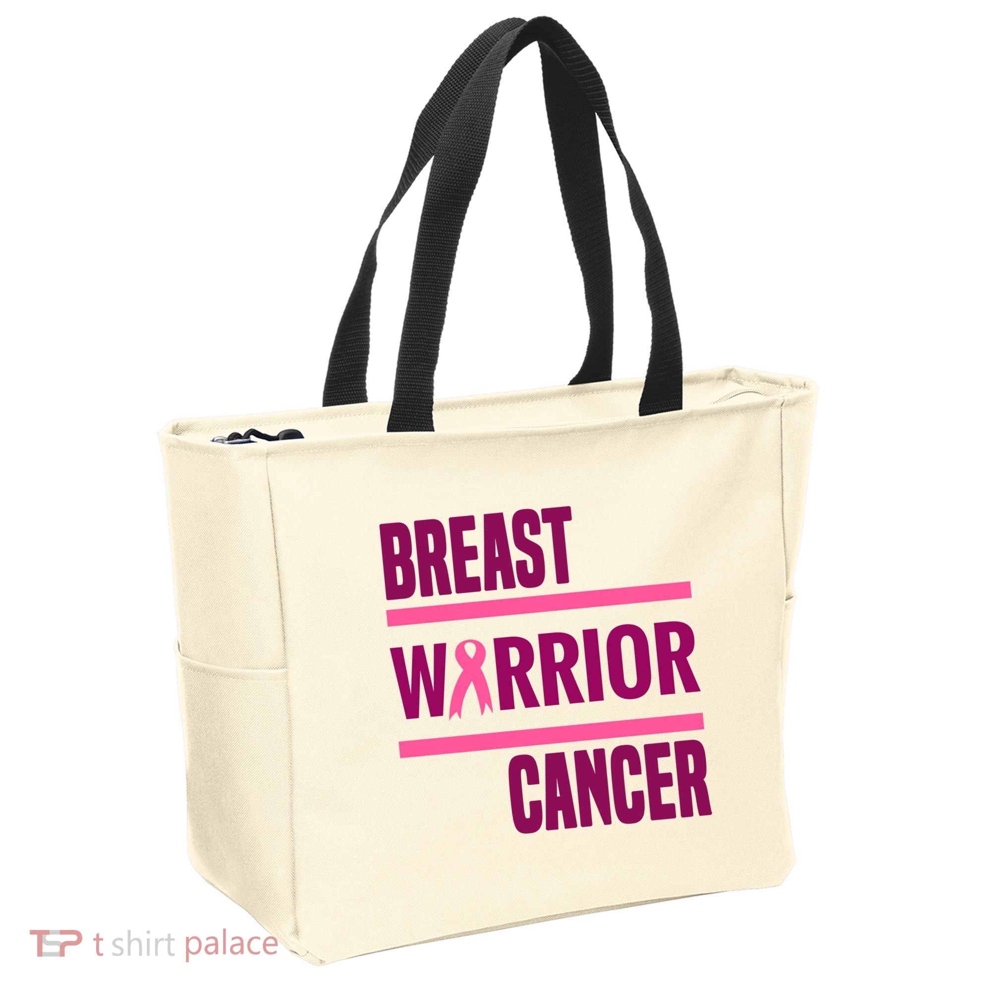 Breast Warrior Cancer Ribbon Tote Bag