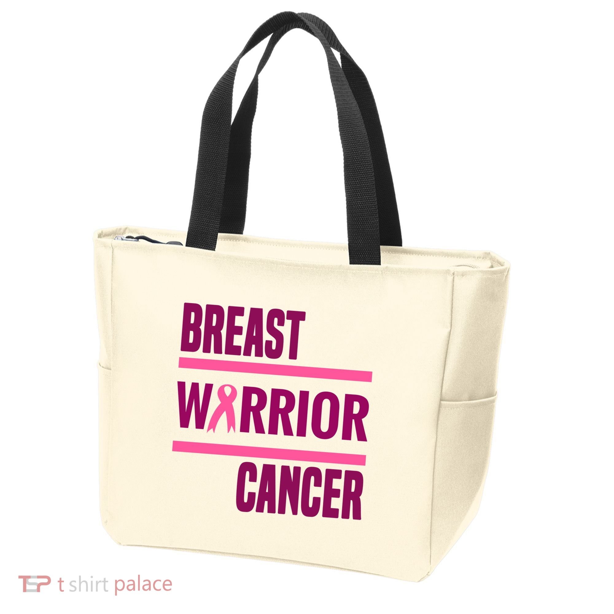 Breast Warrior Cancer Ribbon Tote Bag