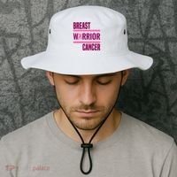 Breast Warrior Cancer Ribbon Bucket Hat thumb 2