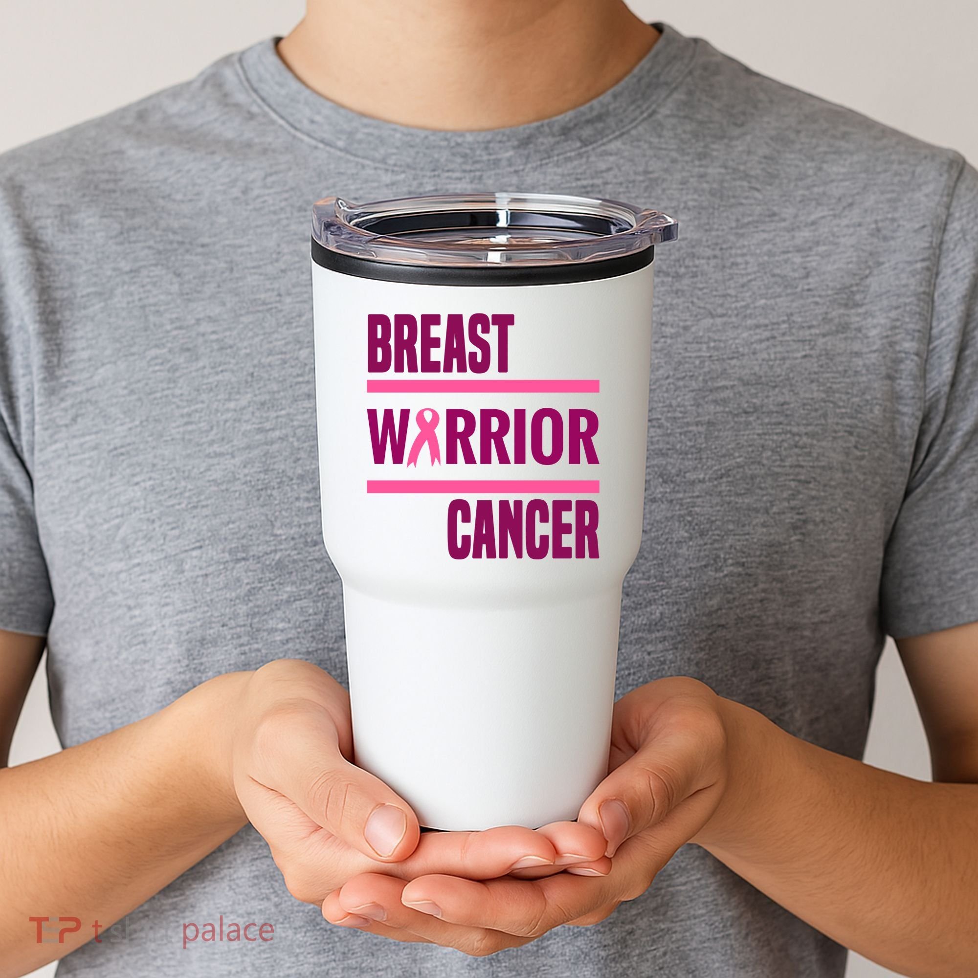 Breast Warrior Cancer Ribbon Tumbler