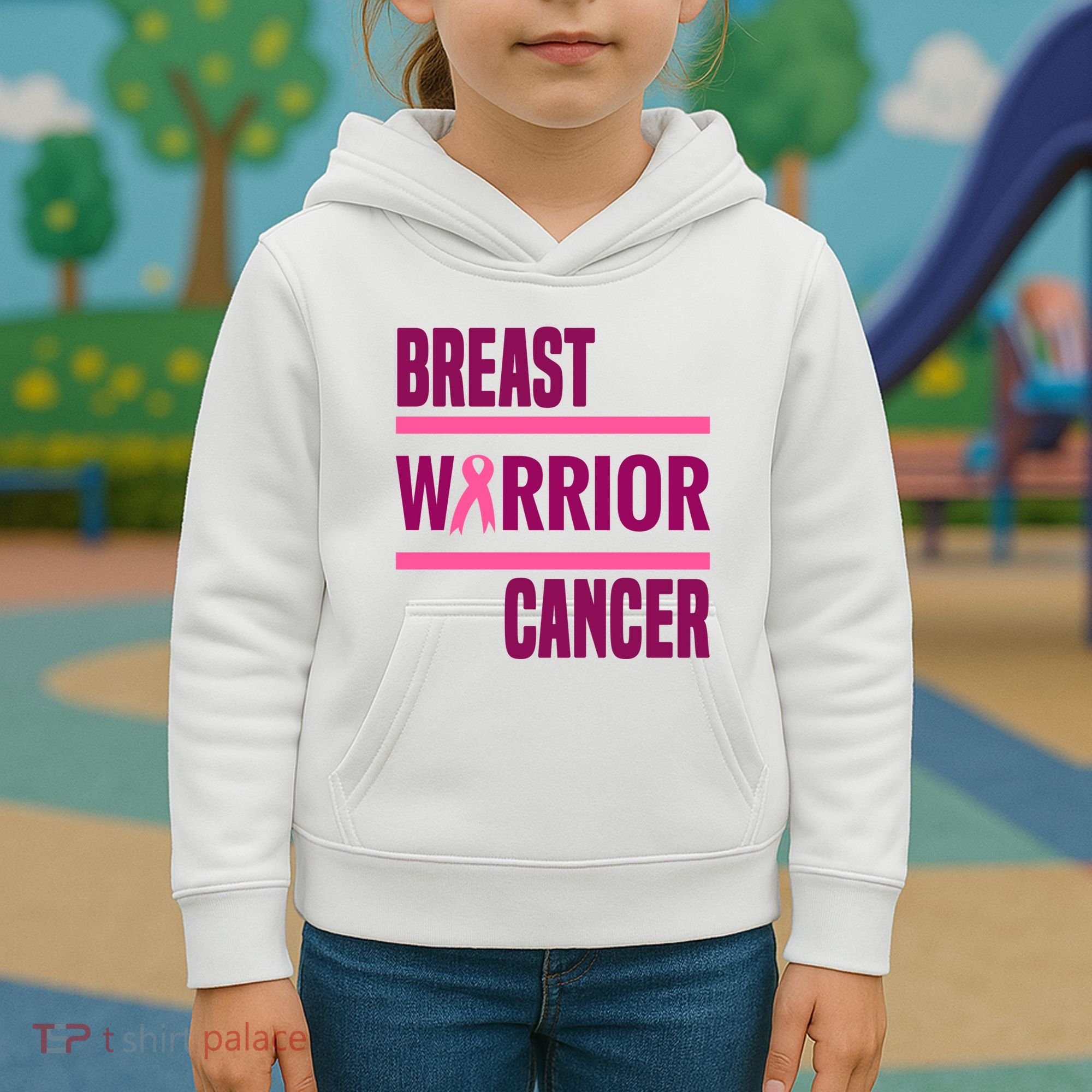 Breast Warrior Cancer Ribbon Kids Hoodie