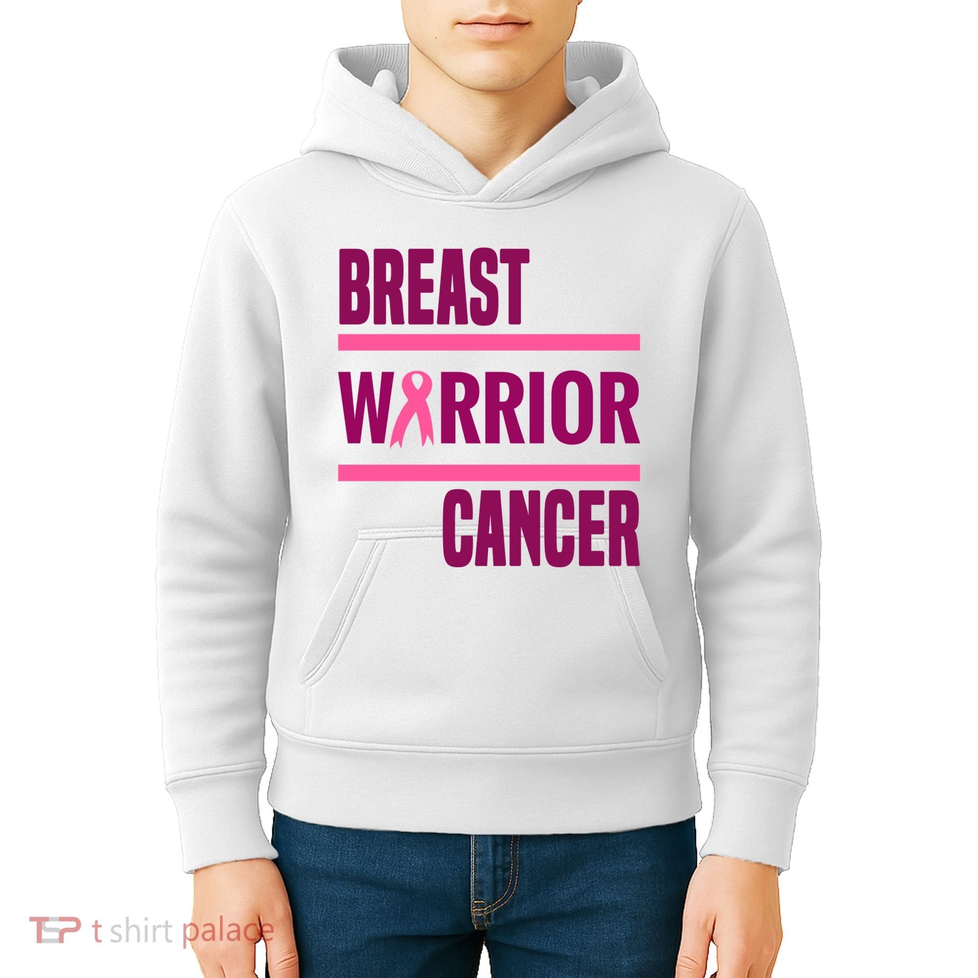 Breast Warrior Cancer Ribbon Kids Hoodie