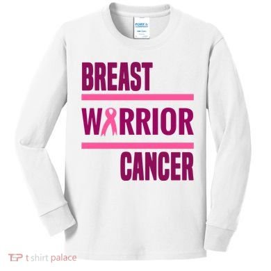 Breast Warrior Cancer Ribbon Kids Long Sleeve Shirt