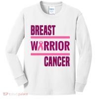 Breast Warrior Cancer Ribbon Kids Long Sleeve Shirt thumb 0