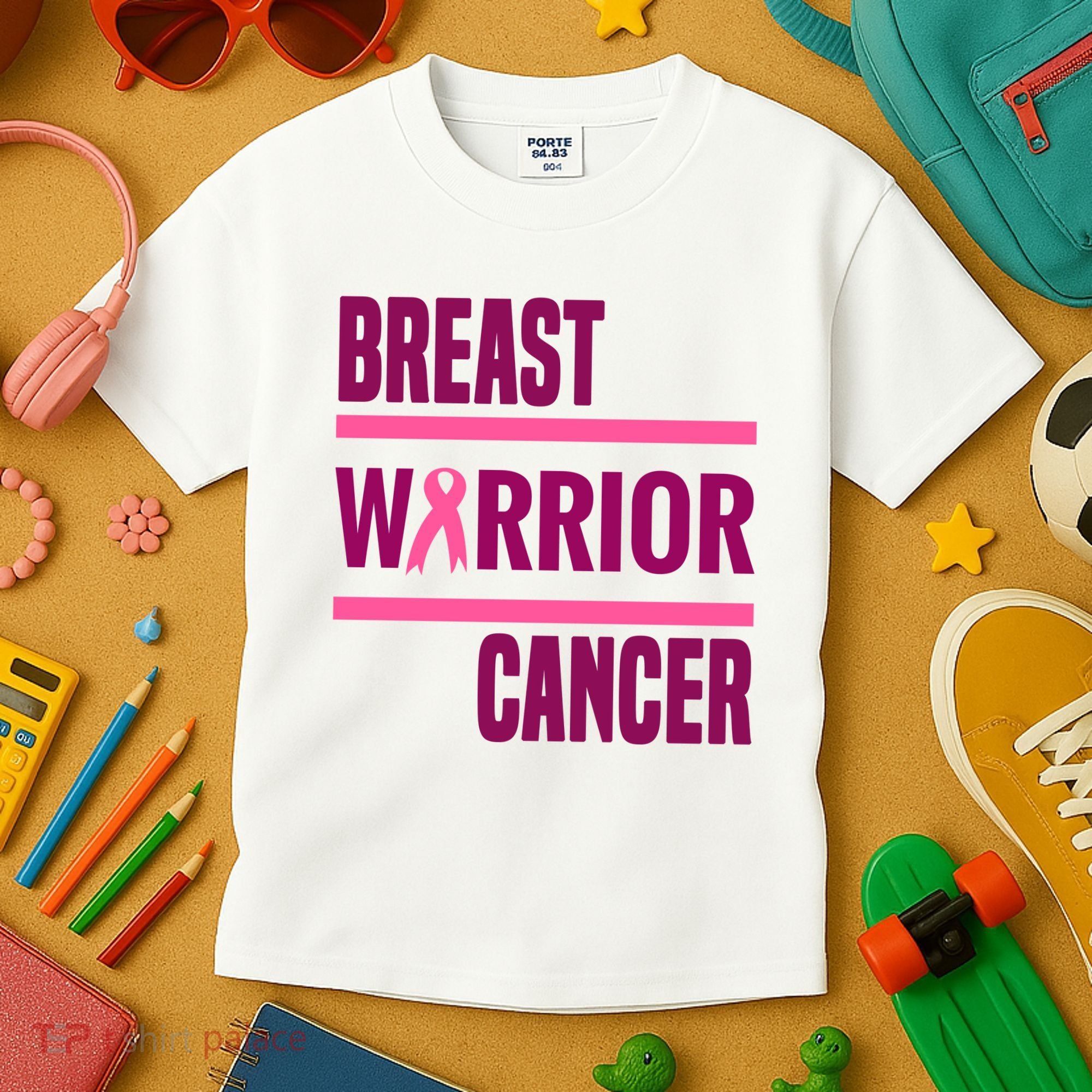 Breast Warrior Cancer Ribbon Kids T-Shirt