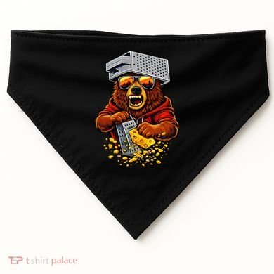Bear With Cheese Grater Hat And Sunglasses USA-Made Doggie Bandana