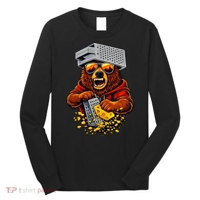 Bear With Cheese Grater Hat And Sunglasses Long Sleeve Shirt