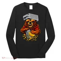 Bear With Cheese Grater Hat And Sunglasses Long Sleeve Shirt thumb 0