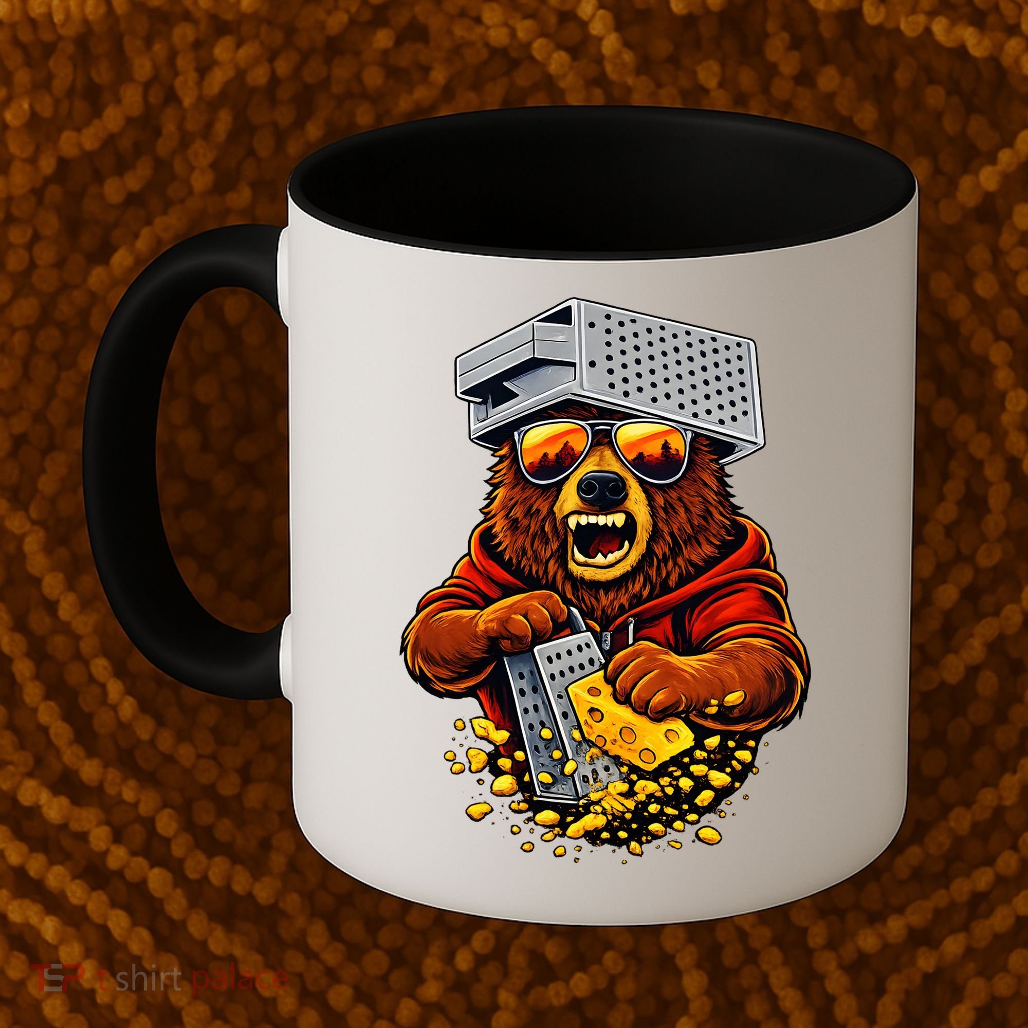 Bear With Cheese Grater Hat And Sunglasses Coffee Mug