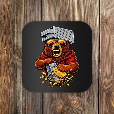 Bear With Cheese Grater Hat And Sunglasses Coaster