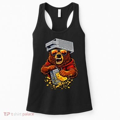 Bear With Cheese Grater Hat And Sunglasses Women's Tank Top