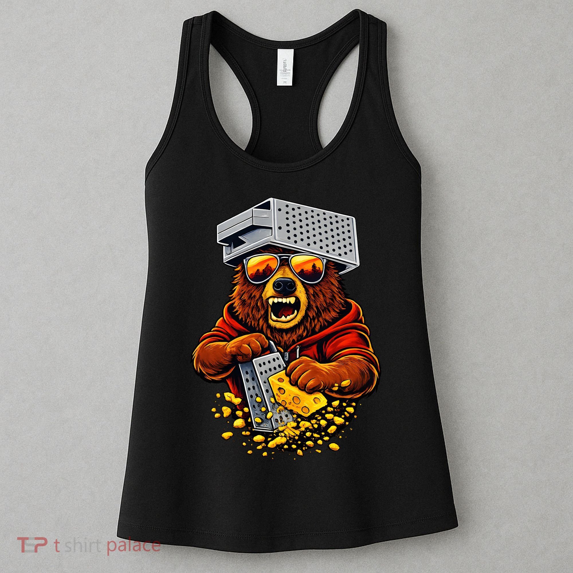 Bear With Cheese Grater Hat And Sunglasses Women's Tank Top