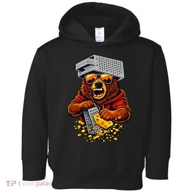 Bear With Cheese Grater Hat And Sunglasses Toddler Hoodie