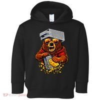 Bear With Cheese Grater Hat And Sunglasses Toddler Hoodie thumb 0