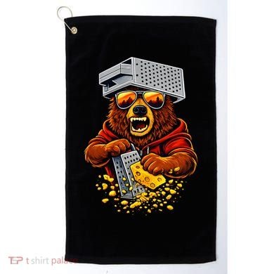 Bear With Cheese Grater Hat And Sunglasses Golf Towel